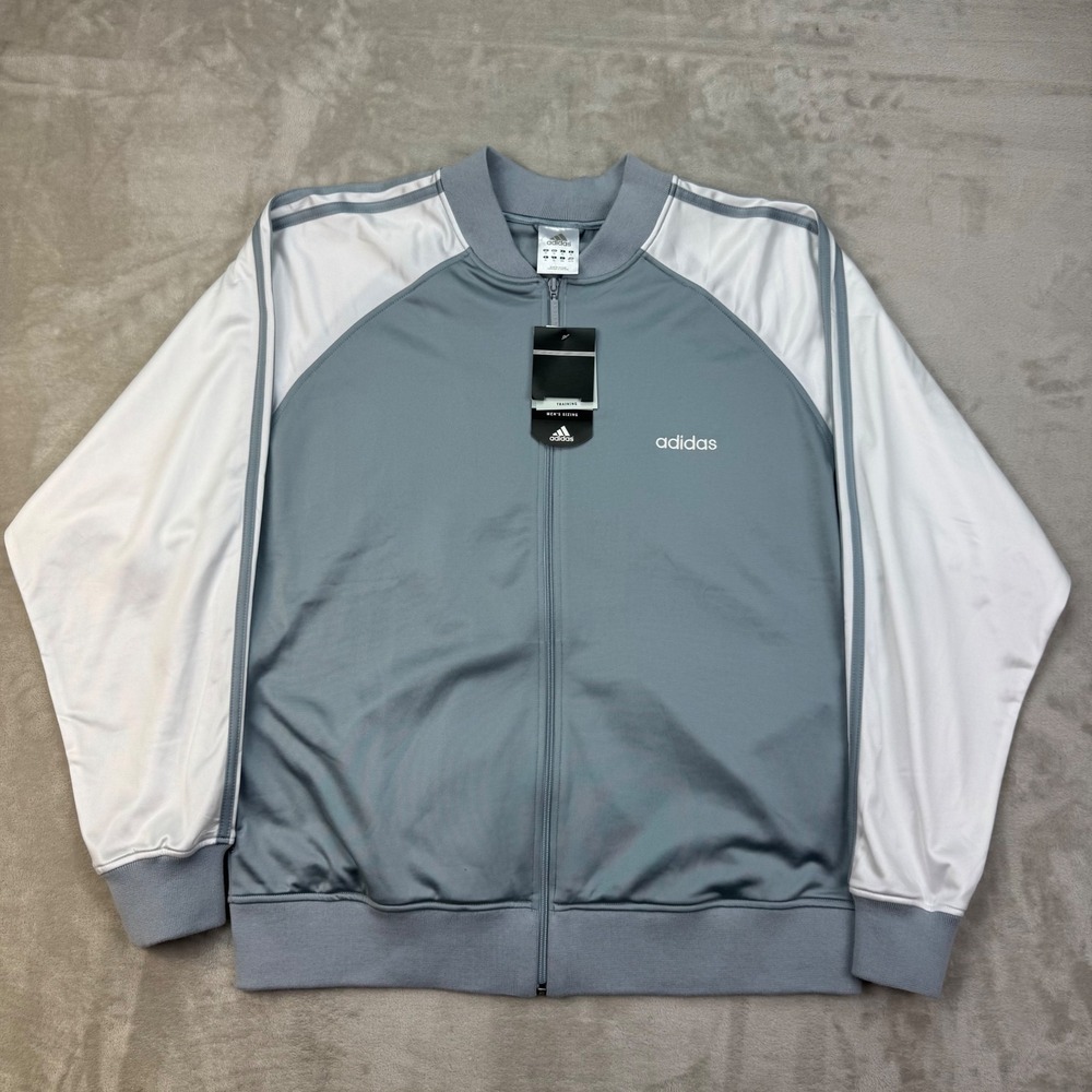 Vintage Adidas FL Mix Track Jacket Mens XL Silver Gray White NWT 2005 Y2K